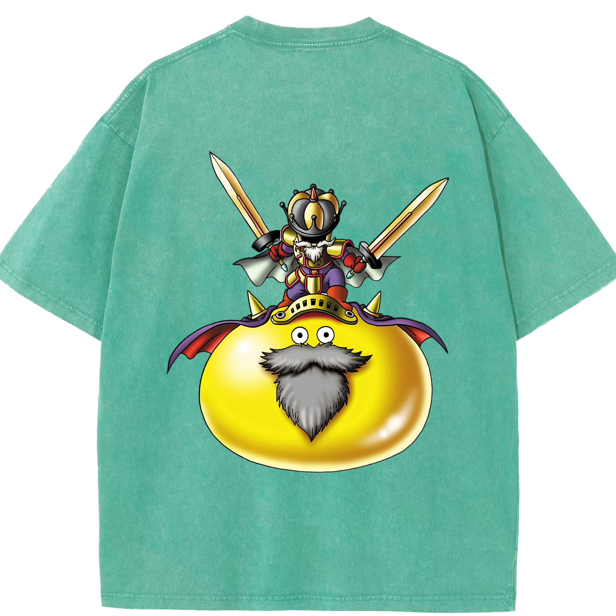 （画像用） ドラゴンクエスト Doragon Kuesuto Dragon Quest 綿100% ヴィンテージ風 半袖Tシャツ（背面プリント）
